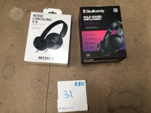 Bundle of 1 x Skullcandy Riff Wireless 2 Wireless Headphones & 1 x Sony MDR-ZX110NC Noise Cancelling Headphones