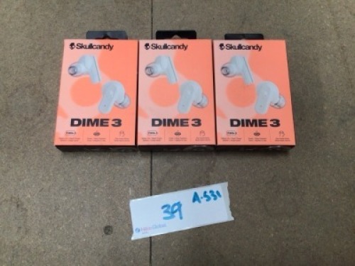 Bundle of 3 x Skullcandy Dime 3 Wireless Earbuds