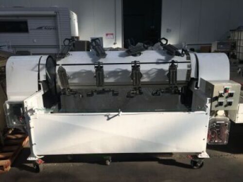 1x HEAVY DUTY MOTORISED 16 HEAD ROTARY VIBRATORY MOLD SPINNING MACHINE with Twin Drive Heads, Control to 415V 3 Phase Electric Motor and Switch Mounted on Mobile Base
