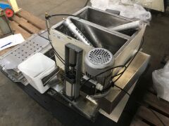 2007 MOTORISED PNEUMATIC CHOCOLATE DEPOSITING MACHINE with Twin Water Heated Mixing Bins with Horizontal Mixing Paddles, assorted Tooling, Geared Drive to 415V 3 Phase Electric Motor and Switch - 3