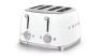 Smeg 50's Retro Style 4 Slot Wide Toaster White TSF03WHAU