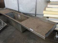 Stainless Steel Framed Single Bowl Quenching Trough with Side Drawers, Approx 3.5m x 900mm
