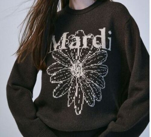 MARDI MERCREDI CASHMERE BLENDED FLOWERMARDI PULLOVER BROWN BEIGE Size 1 Size A
