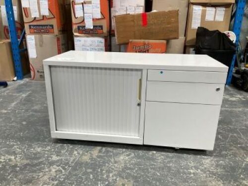 Metal Mobile Caddy Pedestal with Tambour Door