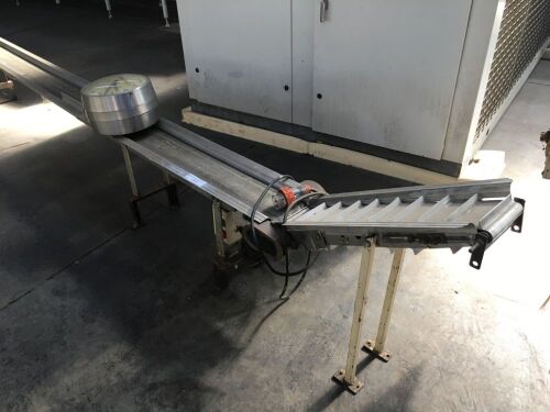Nylon Belt Conveyor Approx 6m Long x 150mm Wide with 415V 3 Phase Electric Motor and Switch