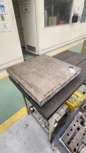 Steel Surface Plate, 490 x 490mm on Bench