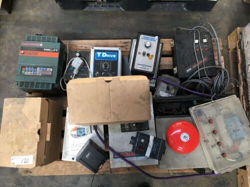Pallet Assorted Variable Speed Drive Controllers, Miscellaneous Electrical Components and 2 Soft Starters