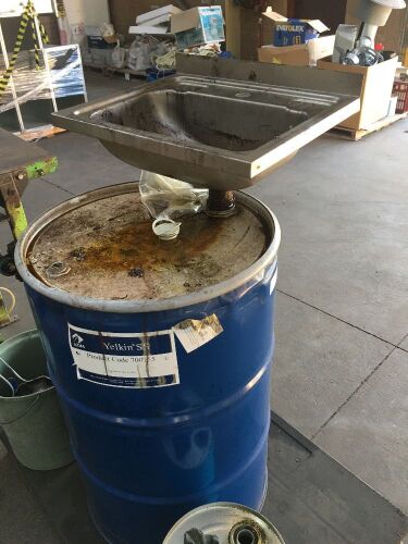 Parts Washing Sink Attached to Oil Drum