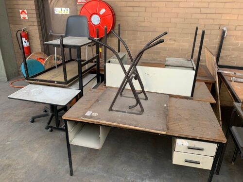 Lot Assorted Office Furniture including Desks, Tables, Assorted chairs, Heater etc