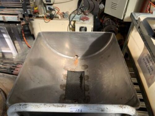Stainless Steel Framed Mobile Hopper Feed Tank on Heavy Duty Steel Stand and Stainless Steel Bin