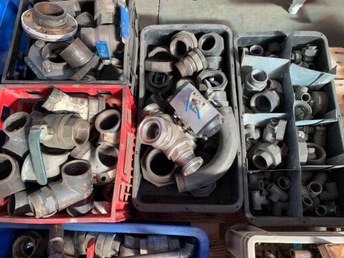 5x Bins Assorted Steel and Stainless Steel Pipe Fittings, Valves etc