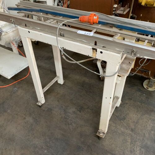 Stainless Steel Conveyor Frame with Electric Motor on Steel Framed Stand