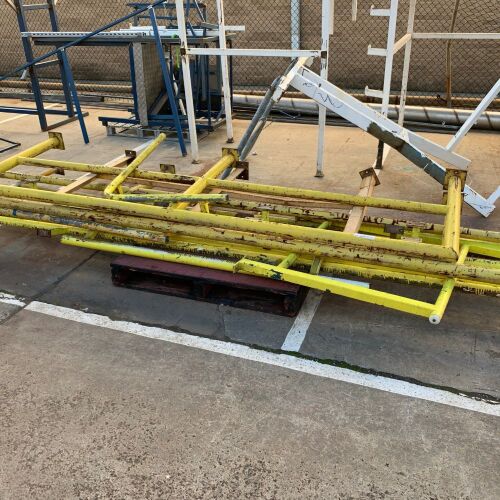 Quantity Heavy Duty Steel Framed Barricades and Machine Stands (White and Yellow)