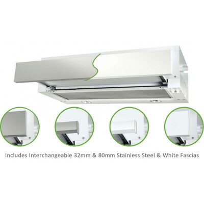 Robinhood 60cm Stainless Steel or White Slideout Rangehood RO61SS/WH/80