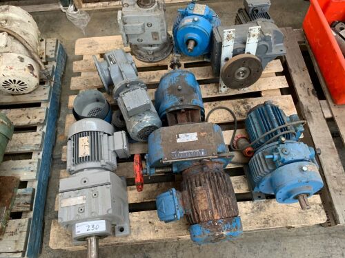 5x Assorted 415V 3 Phase Electric Motors with Geared Drives and 2 Assorted Geared Drives
