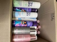 One Large Box mixed body fragrances, Dry Idea, Akkadian Body Mist, Missguided Instant Feels and Vibe Enhancer. Quantity unknown.