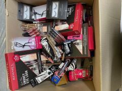 One box women’s eyeliners, curlers, eyelash extensions, unknown quantitates.