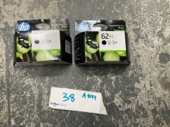 2 x HP 62XL PRINTER BLACK INK