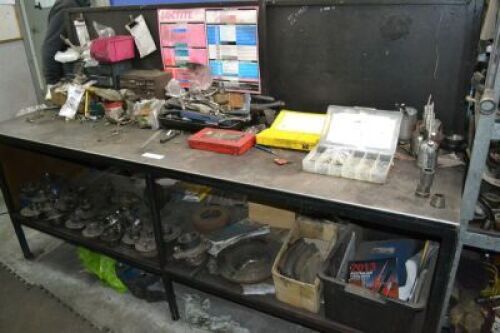 Steel Framed Plate Topped Double Sided Work Bench with Vice