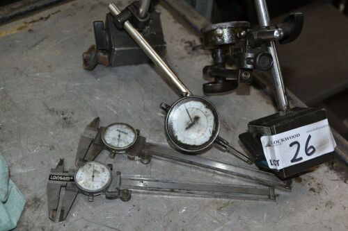 2 x Vernier Calipers, 2 Dial Gauges and Magnetic Base Stands