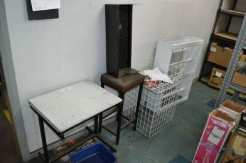 Mobile Table, Chairs, Stock Bin and Display Shelf