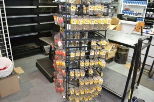 Steel Framed Carousel Display Stand and Large Quantity Nuts, Bolts, Rivets