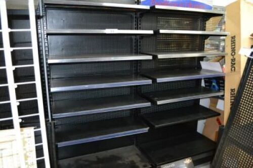 16 x Bays Heavy Duty Steel Framed Single Sided Adjustable Gondola Display Shelving (Black)