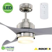 Brushed Chrome Eagle 56" DC Ceiling Fan 3 Blade With Dimmable 12W LED Light And Remote FC368143BC