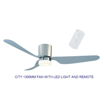 City DC LED Ceiling Fan 52" with Remote BRUSHED CHROME (FC388133BC) Mercator Lighting