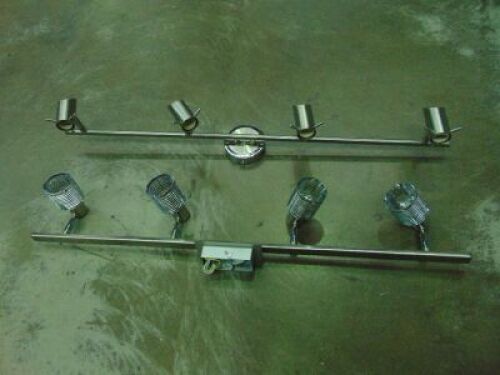Mixed box of assorted light fittings. 2, 3, and 4 light assemblies on stainless steel mount. Box contains 18 separate items. Brand IBISLUX