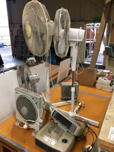 3 x Assorted Electric Fan Heaters and 4 Assorted Air circulating Fans