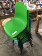 8 x Steel Framed Moulded Plastic Stacking Chairs