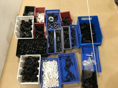 17 x Bins Assorted Tent, Awning and Annex Buckles, Clips etc
