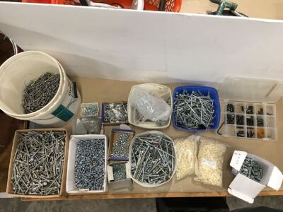 Large Quantity Assorted Nuts, Bolts, Tech Screws, Eyelet Hooks, Fasteners etc
