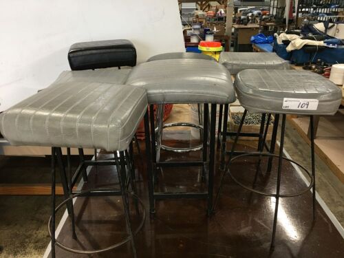 7 x Assorted Steel Framed Factory Stools