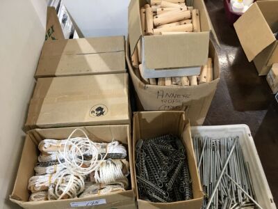 Approx 275 Tent Guy Ropes, Springs, Rods, Rubber Tension Straps and Sliding Adjusting Timbers