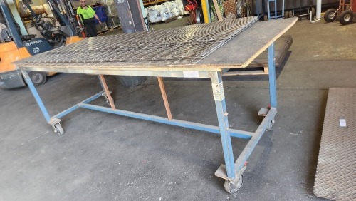 Steel Frame Mobile Work Bench, Timber Top