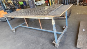 Steel Frame Mobile Work Bench, Timber Top