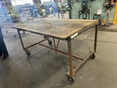Steel Frame Mobile Work Bench Timber Top