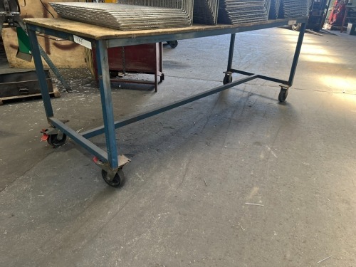 Steel Frame Mobile Work Bench Timber Top