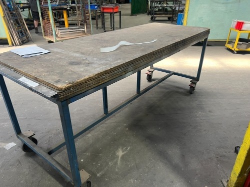 Steel Frame Mobile Work Bench,Timber Top