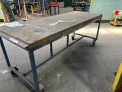 Steel Frame Mobile Work Bench,Timber Top