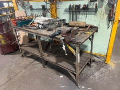 Metal Framed Work Bench with Timber Top & 5" Dawn Vice