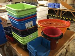 Large Quantity Assorted Plastic Filing Trays, Storage Bins, Buckets, Baskets etc - 2