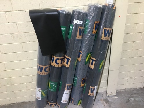 5 x Rolls each 10m x 1.2m WC Padded Rubber Material
