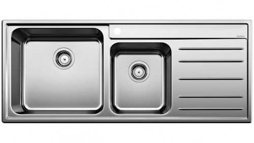 Blanco Stainless Steel Left Hand Double Bowl Sink with Draining Board;NAYA9SLK5