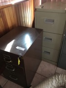 2 x Assorted Steel Framed 3 Drawer Filing Cabinets
