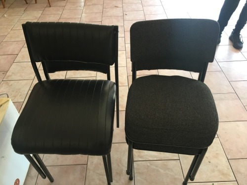 4 x Assorted Steel Framed Fabric and Vinyl Upholstered Visitors Chairs
