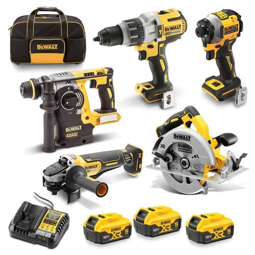 DEWALT 18V XR BRUSHLESS 5 PIECE 3 X 5.0AH COMBO KIT DCZ501P3-XE (New)