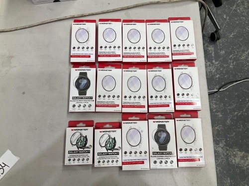 Bundle of Assorted Monster Screen and Case Protectors for Galaxy Watch - Total RRP $310